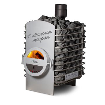 FinTec Holz-Saunaofen mit Schrift "Guter Aufguss"