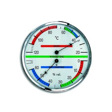 Sauna-Thermo-Hygrometer Messing verchromt